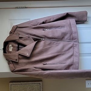 Light brown faux suede biker jacket
